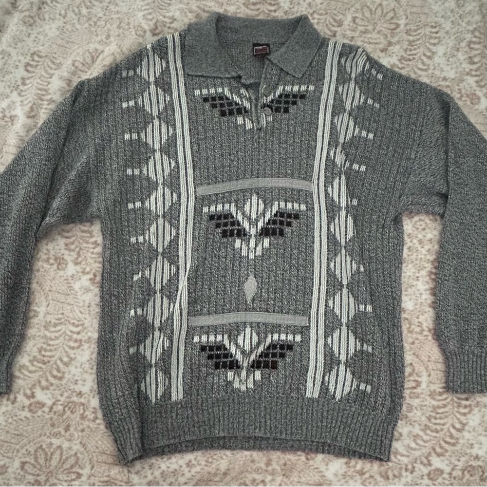 Gray Oversized Collared Cardigan - image 1